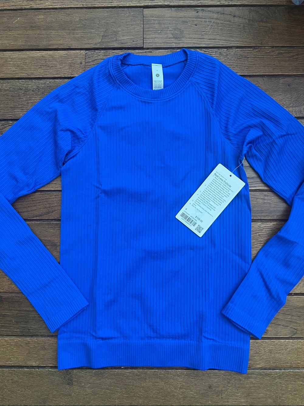 Lululemon Cerulean Blue Rest Less Long Sleeve Top Size 4 New With Tags NWT